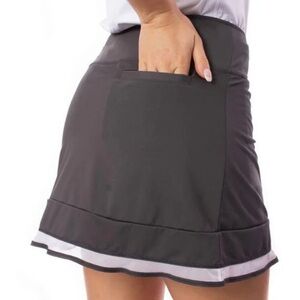 Golftini Top Golf Gray Tech Pull On Golf Skort with White Trim Size XL
